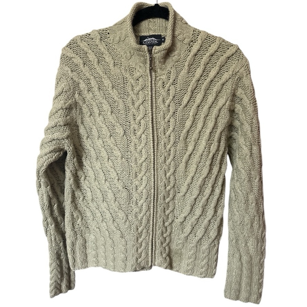 Icelandic Design Vintage Fisherman Silk Angora Full Zip Cardigan Women’s Medium